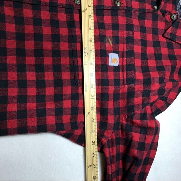 Carhartt 2X rugged flex loose fit red plaid long sleeve button up lumberjack - Picture 5 of 10